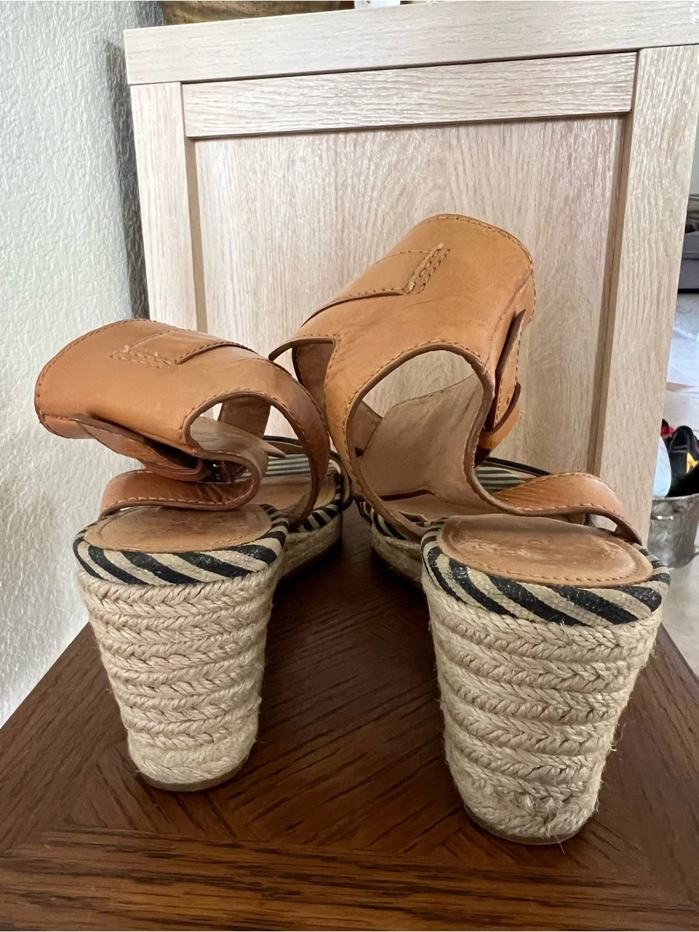 Coach Helen Espadrille Wedge Sandals in Navy & Cream